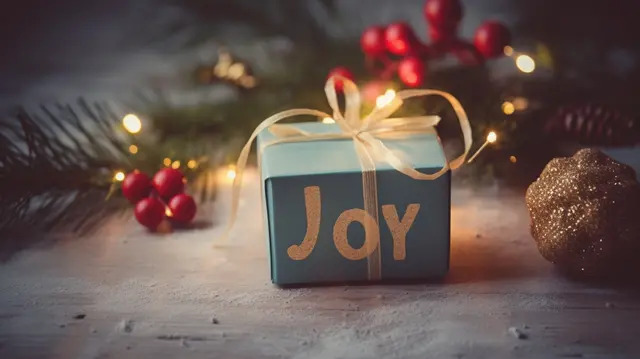 pngtree christmas gift with the word joy hanging on it image 2586295